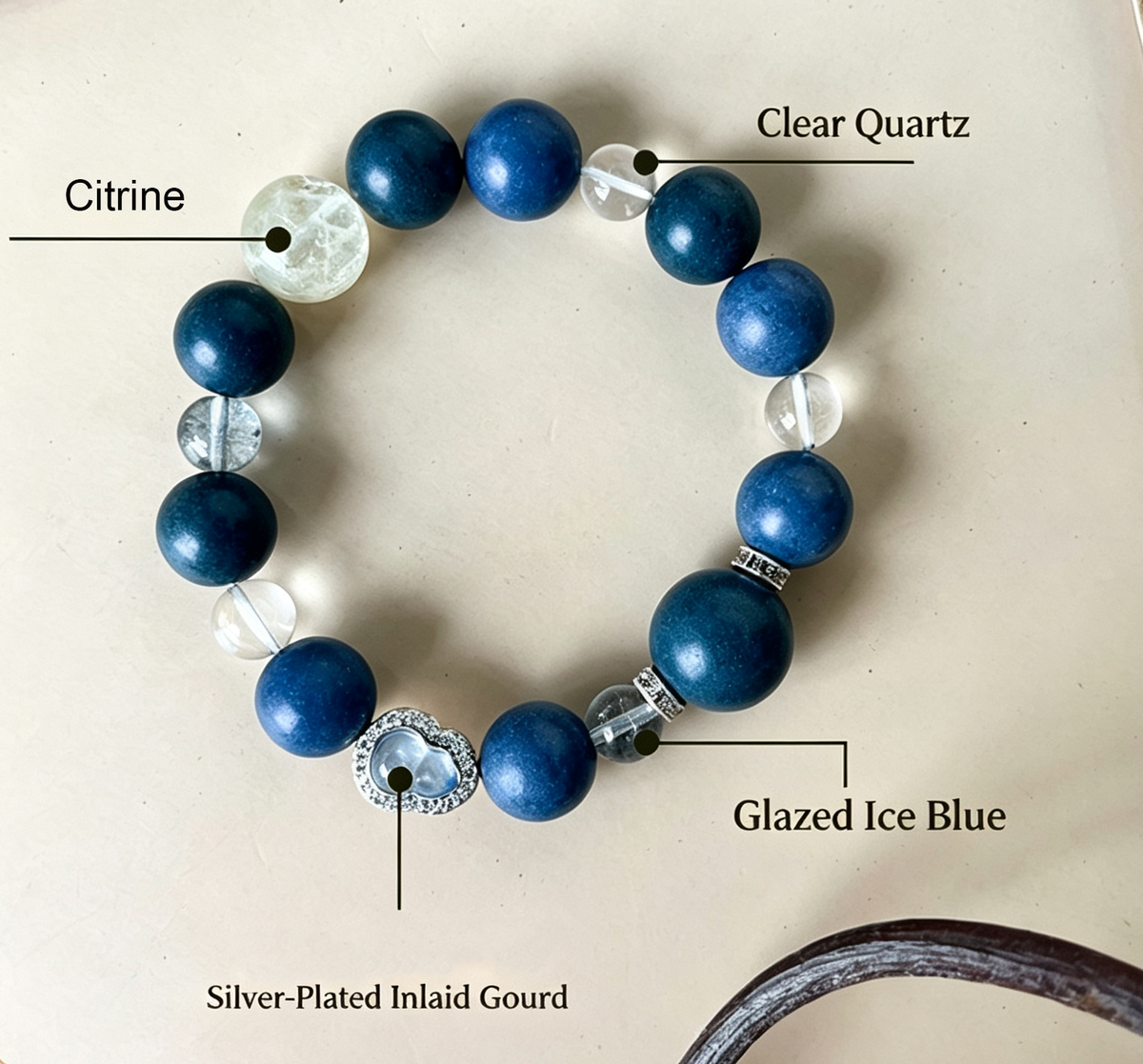 Oriental Cool Scent Incense Bead Bracelet Blue Mist Clear Waves DIY Natural Herbal Aromatherapy Mala Beads Stress Relief Unisex Vintage Jewelry