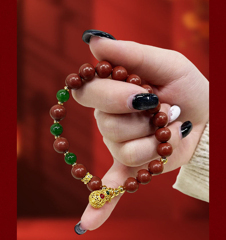 Year of the Horse Lucky Red Incense Bead Bracelet | Calming Herbal Aromatherapy Oriental Bracelet
