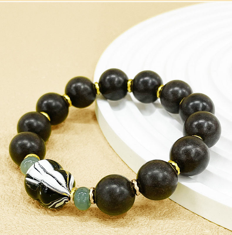 Premium Black Ambergris Agarwood Incense Bead Bracelet Relaxation Wellness Gift for Men Women Birthday Holiday