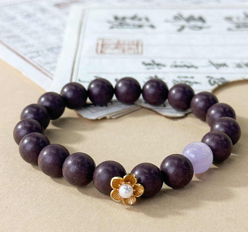 Natural Sandalwood Blended Herbal Incense Bead Bracelet, Wearable Woodsy Aromatherapy Bracelet Stress Relief Calming Oriental Scented Jewelry for Men Women