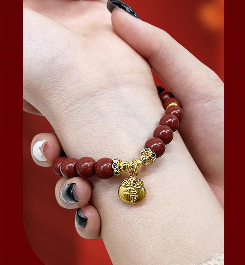 Year of the Horse Lucky Red Incense Bead Bracelet | Calming Herbal Aromatherapy Oriental Bracelet