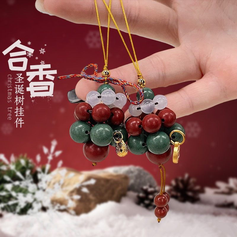 Christmas Collection Blended Herbal Incense Bead Phone Lanyard, Portable Calming Aromatherapy Scented Phone Strap Oriental Festive Gift for Women Men