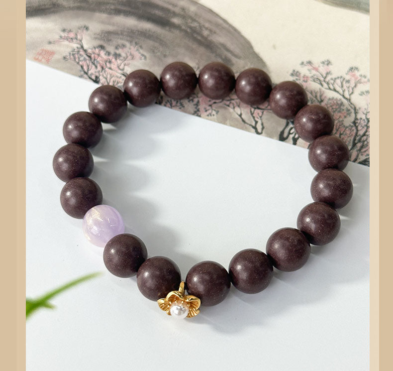 Natural Sandalwood Blended Herbal Incense Bead Bracelet, Wearable Woodsy Aromatherapy Bracelet Stress Relief Calming Oriental Scented Jewelry for Men Women