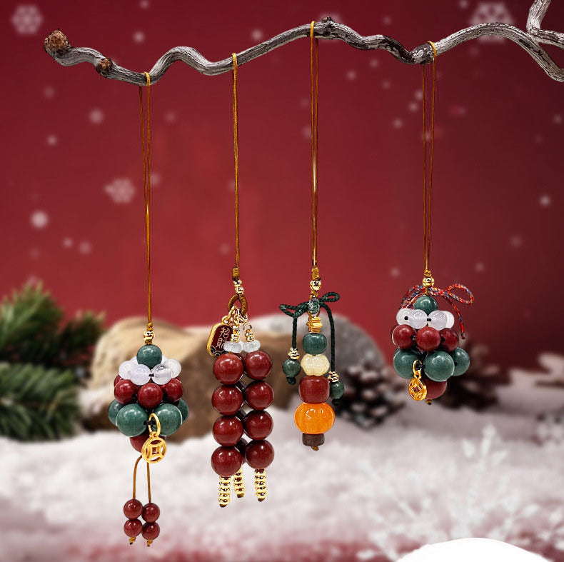 Christmas Collection Blended Herbal Incense Bead Phone Lanyard, Portable Calming Aromatherapy Scented Phone Strap Oriental Festive Gift for Women Men