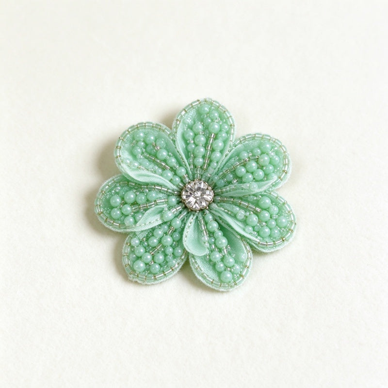 3D Beaded & Chiffon Flower Applique (Garment Embellishment)