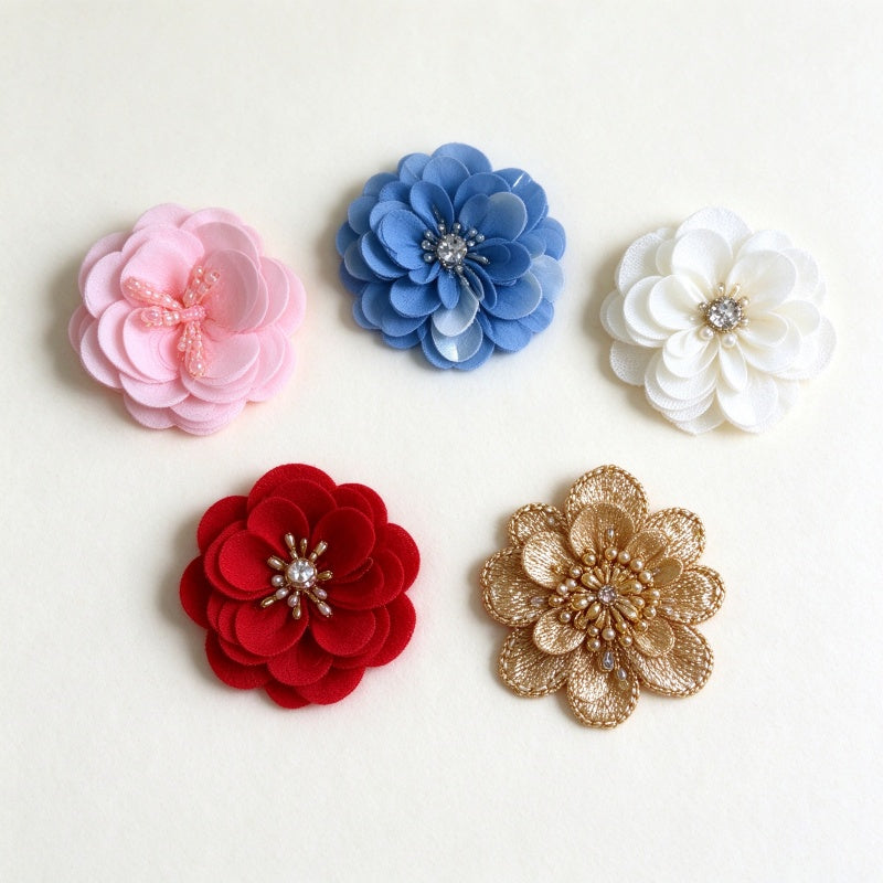 3D Beaded & Chiffon Flower Applique (Garment Embellishment)
