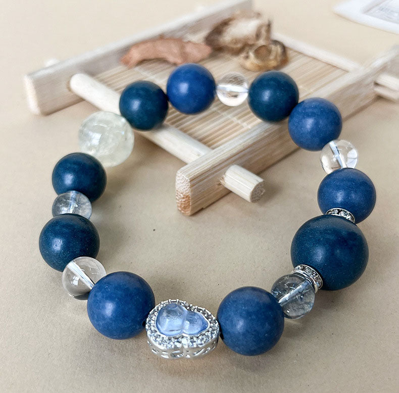 Oriental Cool Scent Incense Bead Bracelet Blue Mist Clear Waves DIY Natural Herbal Aromatherapy Mala Beads Stress Relief Unisex Vintage Jewelry