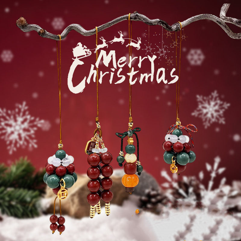 Christmas Collection Blended Herbal Incense Bead Phone Lanyard, Portable Calming Aromatherapy Scented Phone Strap Oriental Festive Gift for Women Men