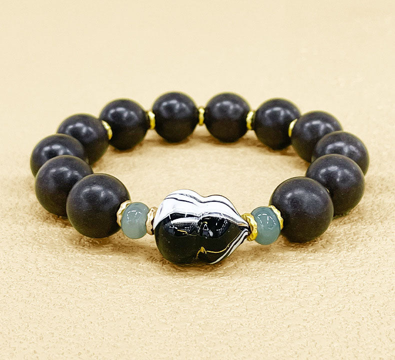 Premium Black Ambergris Agarwood Incense Bead Bracelet Relaxation Wellness Gift for Men Women Birthday Holiday