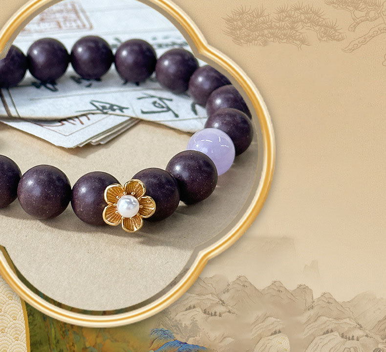 Natural Sandalwood Blended Herbal Incense Bead Bracelet, Wearable Woodsy Aromatherapy Bracelet Stress Relief Calming Oriental Scented Jewelry for Men Women