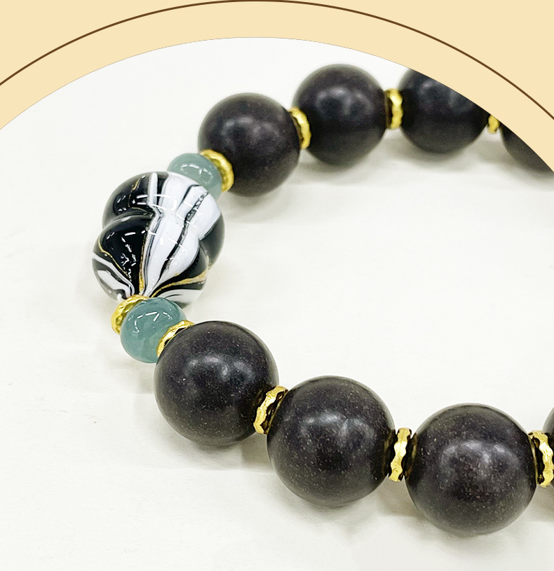 Premium Black Ambergris Agarwood Incense Bead Bracelet Relaxation Wellness Gift for Men Women Birthday Holiday