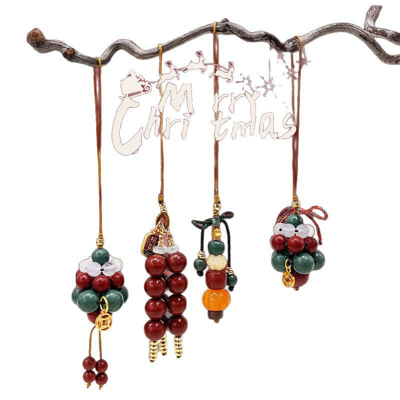 Christmas Collection Blended Herbal Incense Bead Phone Lanyard, Portable Calming Aromatherapy Scented Phone Strap Oriental Festive Gift for Women Men