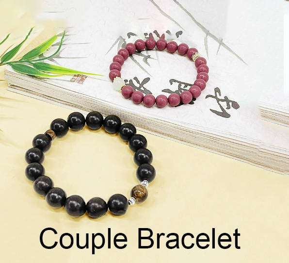 Couple Incense Bead Bracelets：Couple Matching Incense Bead Bracelets Natural Floral Aromatherapy Bracelets Stress Relief Oriental His &amp; Her Scented Jewelry Gift Set
