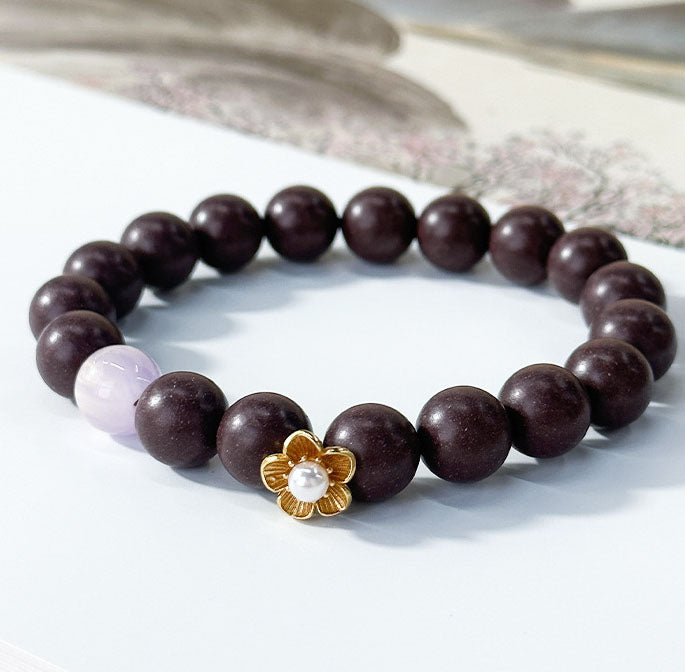 Natural Sandalwood Blended Herbal Incense Bead Bracelet, Wearable Woodsy Aromatherapy Bracelet Stress Relief Calming Oriental Scented Jewelry for Men Women