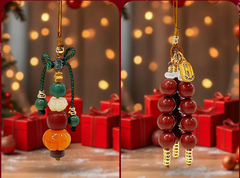 Christmas Collection Blended Herbal Incense Bead Phone Lanyard, Portable Calming Aromatherapy Scented Phone Strap Oriental Festive Gift for Women Men