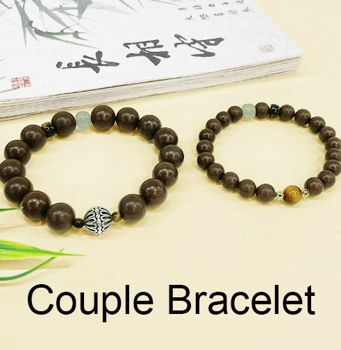 Couple Incense Bead Bracelets：Couple Matching Incense Bead Bracelets Natural Floral Aromatherapy Bracelets Stress Relief Oriental His &amp; Her Scented Jewelry Gift Set