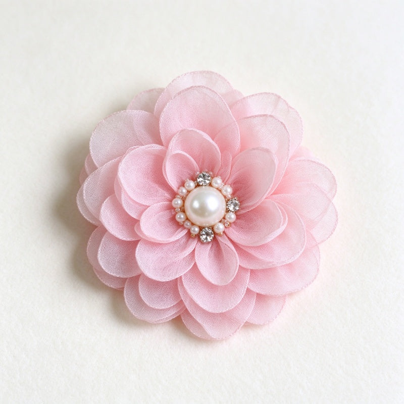 3D Beaded & Chiffon Flower Applique (Garment Embellishment)