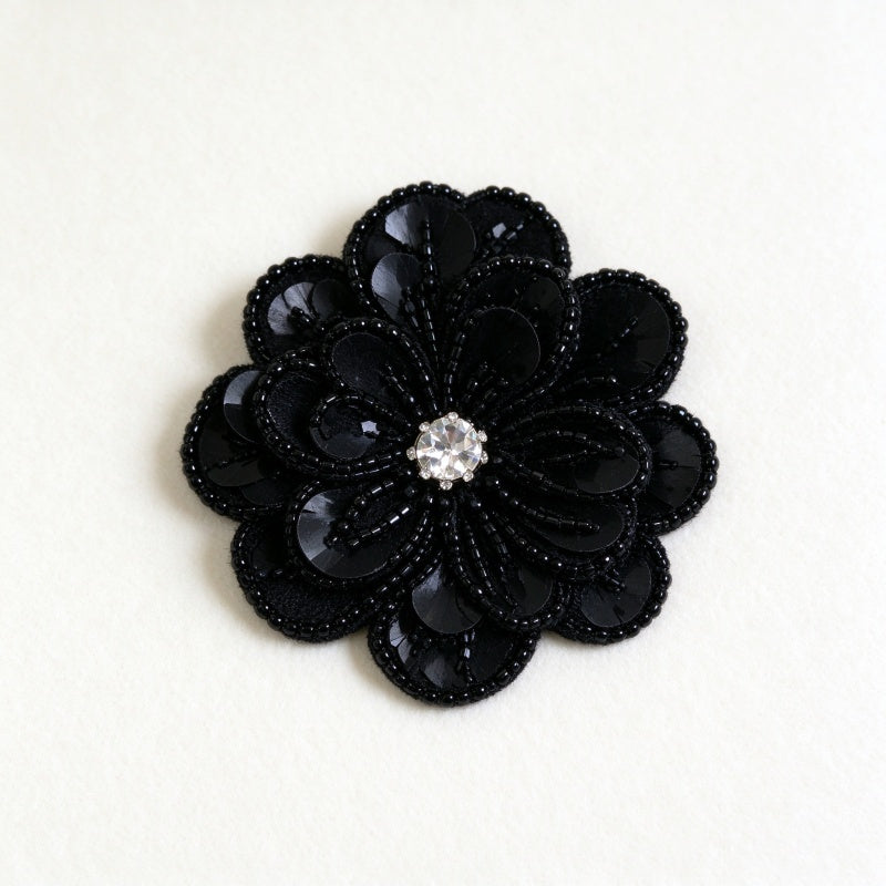 3D Beaded & Chiffon Flower Applique (Garment Embellishment)