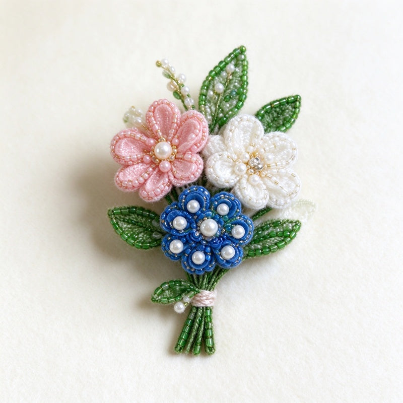 3D Beaded & Chiffon Flower Applique (Garment Embellishment)