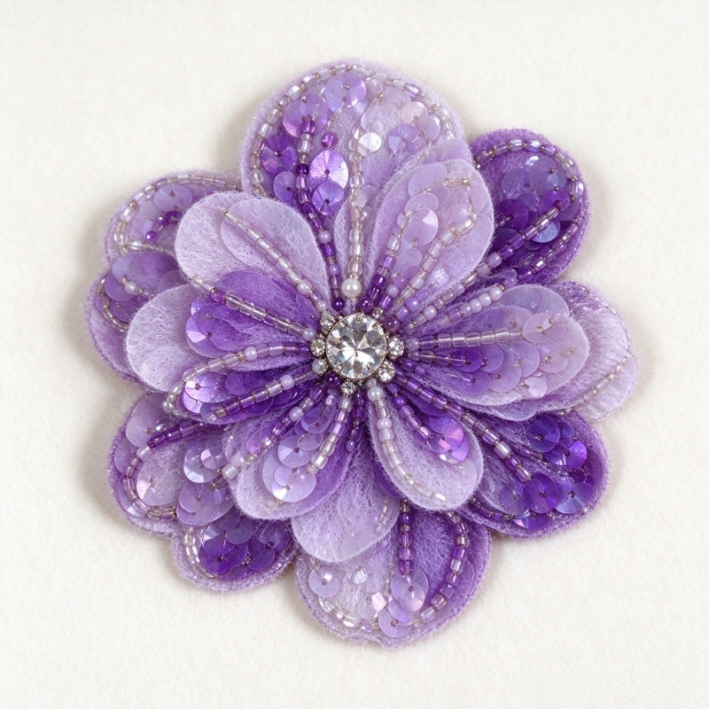 3D Beaded & Chiffon Flower Applique (Garment Embellishment)